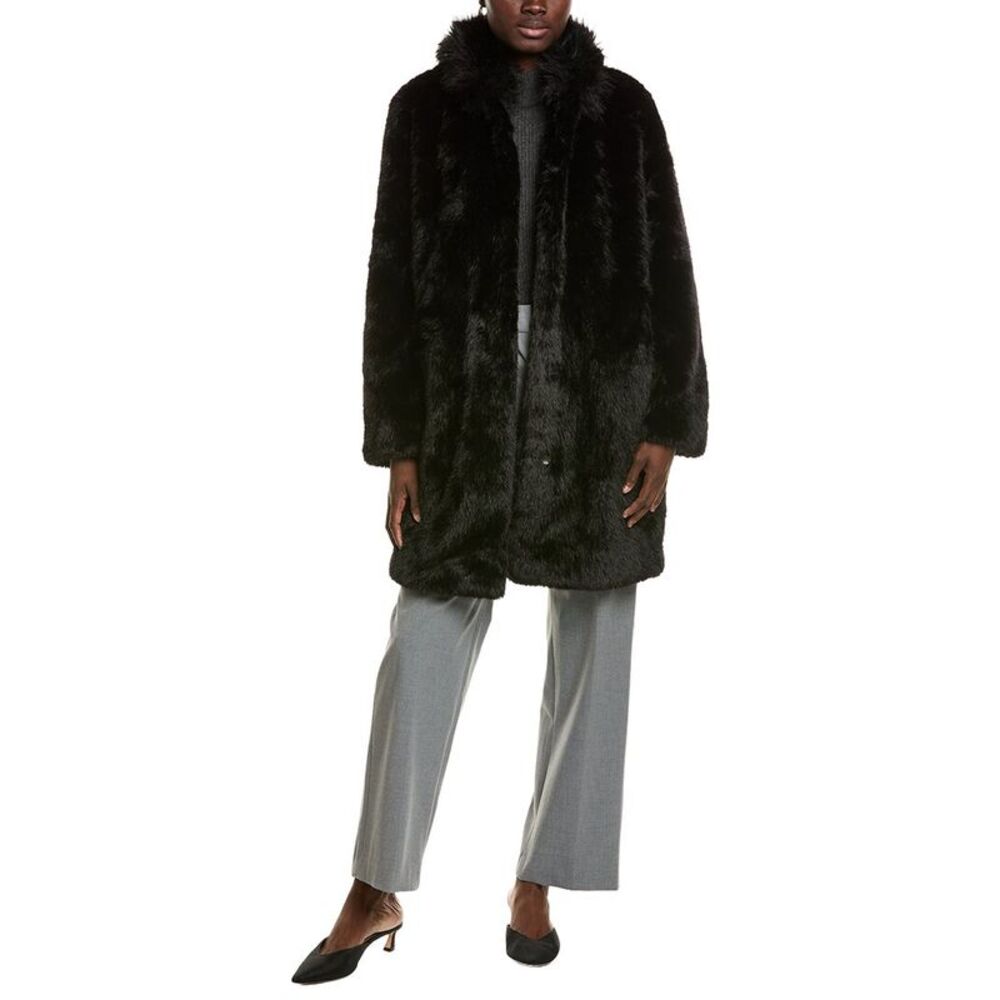 Marc Cain Womens  Faux Fur Coat, Black